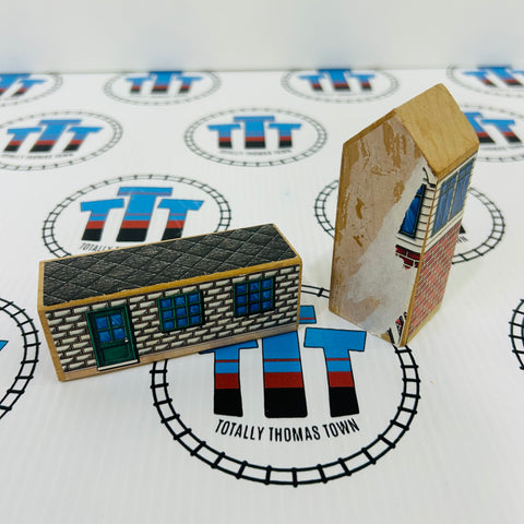 Black Roof House & Signal Box Missing Stickers (Older Sticker Version) Wooden - Used