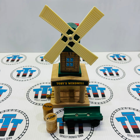 Toby's Windmill with Tan Flour Barrels Good Condition Wooden - Used