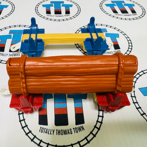 Blue and Red Log Cars and 1 Log Used - Trackmaster