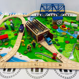 A Day at "The Works" Set #1 (Writing On ALL Trains, Stations, Track, Accessories) Missing Signals/Red House Peeling Sticker Wooden - Used