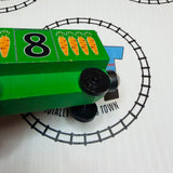 Whittle Shortline Number Train 1-10 and Caboose (#2 Chipping Paint/#8 Car Glued/Repaired Base) Generic Brand Wooden - Used