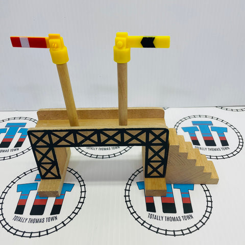 Pedestrian Bridge Different Signs and Missing Stairs on One Side Wooden - Thomas