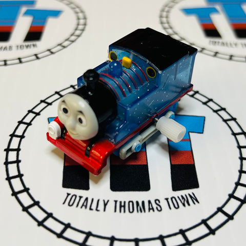 Clear Glitter Thomas Grinning (Newer Face) No Stickers Capsule Plarail Wind Up - Used