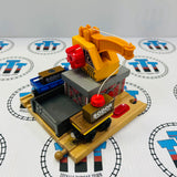 Cargo Transfer Station with 2 Cargo Pieces, 1 Cargo Car (Fair Condition), 1 Flatbed and Sound #1 Wooden - Used