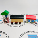 Set of 3 Buildings #1 Fair Condition Ripping Stickers Thomas Brand Wooden - Used