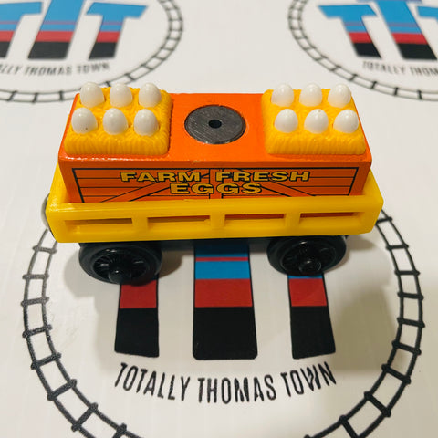 Egg Car Yellow with Egg Cargo (Learning Curve) Good Condition Wooden - Used