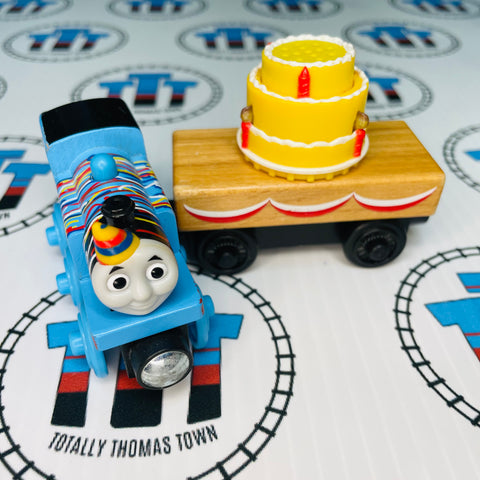 Happy Birthday Thomas with Cake (Mattel) Good Condition Wooden - Used