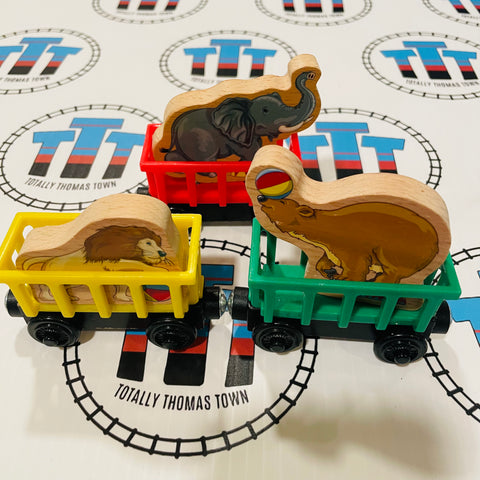 Circus Trains with Elephant, Bear and Lion (Mattel) Wooden - Used