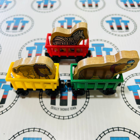 Circus Trains with Zebra, Bear and Lion Wooden - Used