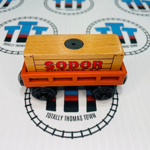 Cargo Car Red or Orange with Tan Cargo Wooden - Used