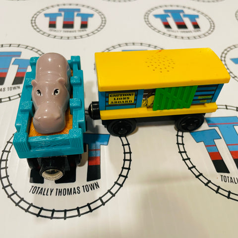 Sodor Zoo Cars with Roaring Lion Teal (Learning Curve) Good Condition Wooden - Used